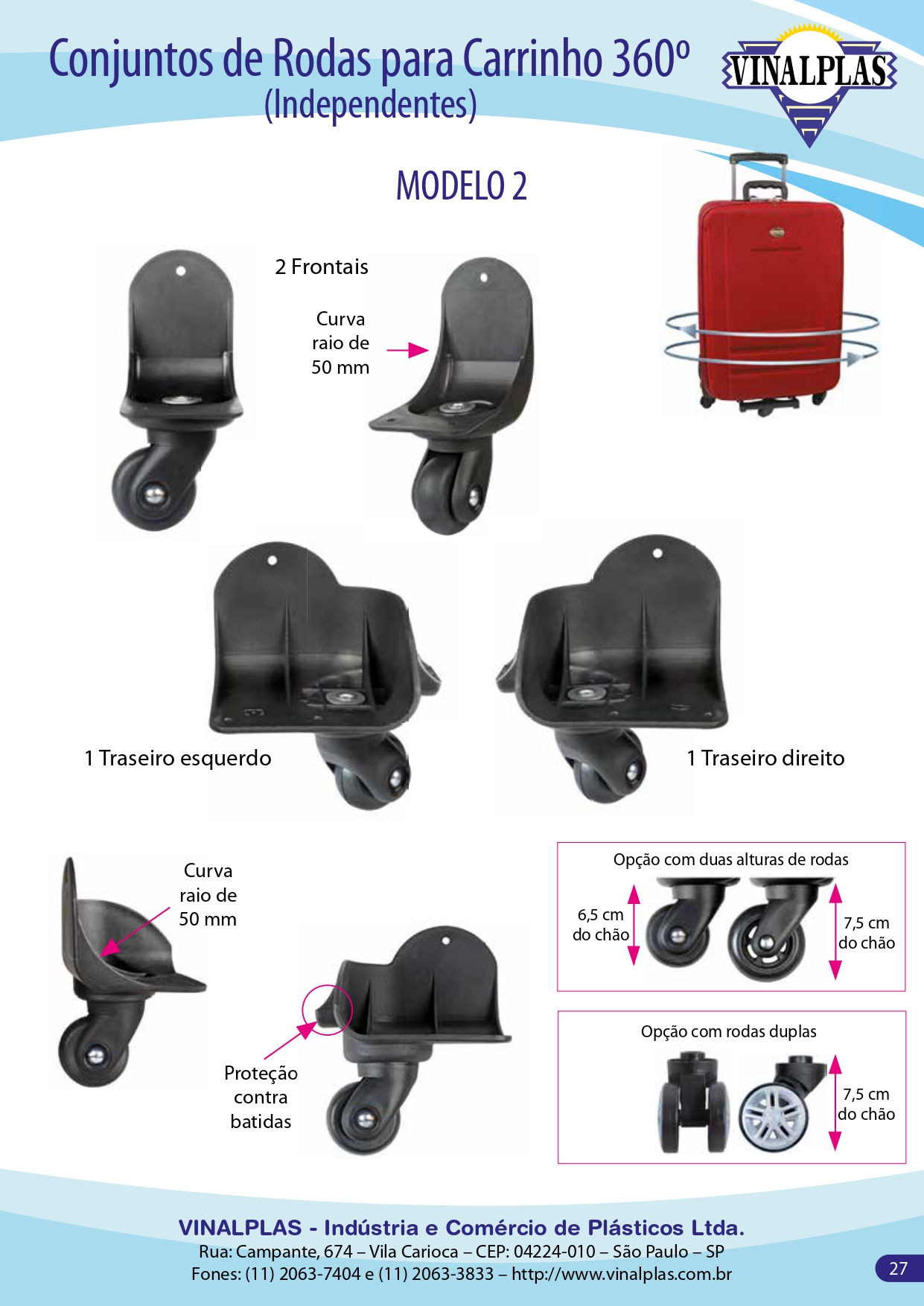 Imagem do catálogo para o produto: Conjunto de Rodas para Carrinho 360º – Independentes – Modelo 2