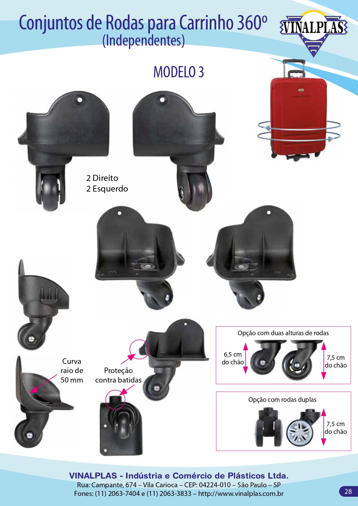 Imagem do catálogo para o produto: Conjunto de Rodas para Carrinho 360º – Independentes – Modelo 3