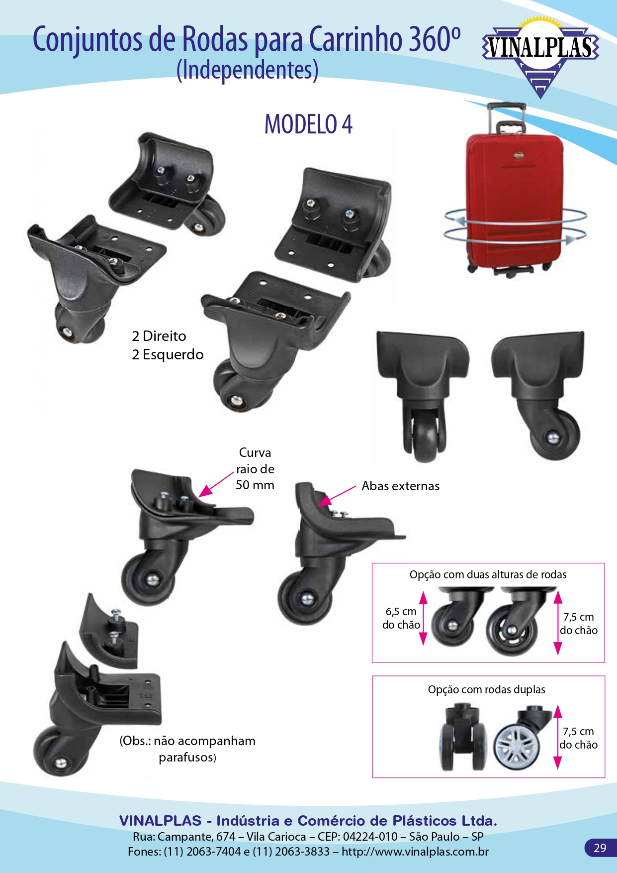 Imagem do catálogo para o produto: Conjunto de Rodas para Carrinho 360º – Independentes – Modelo 4