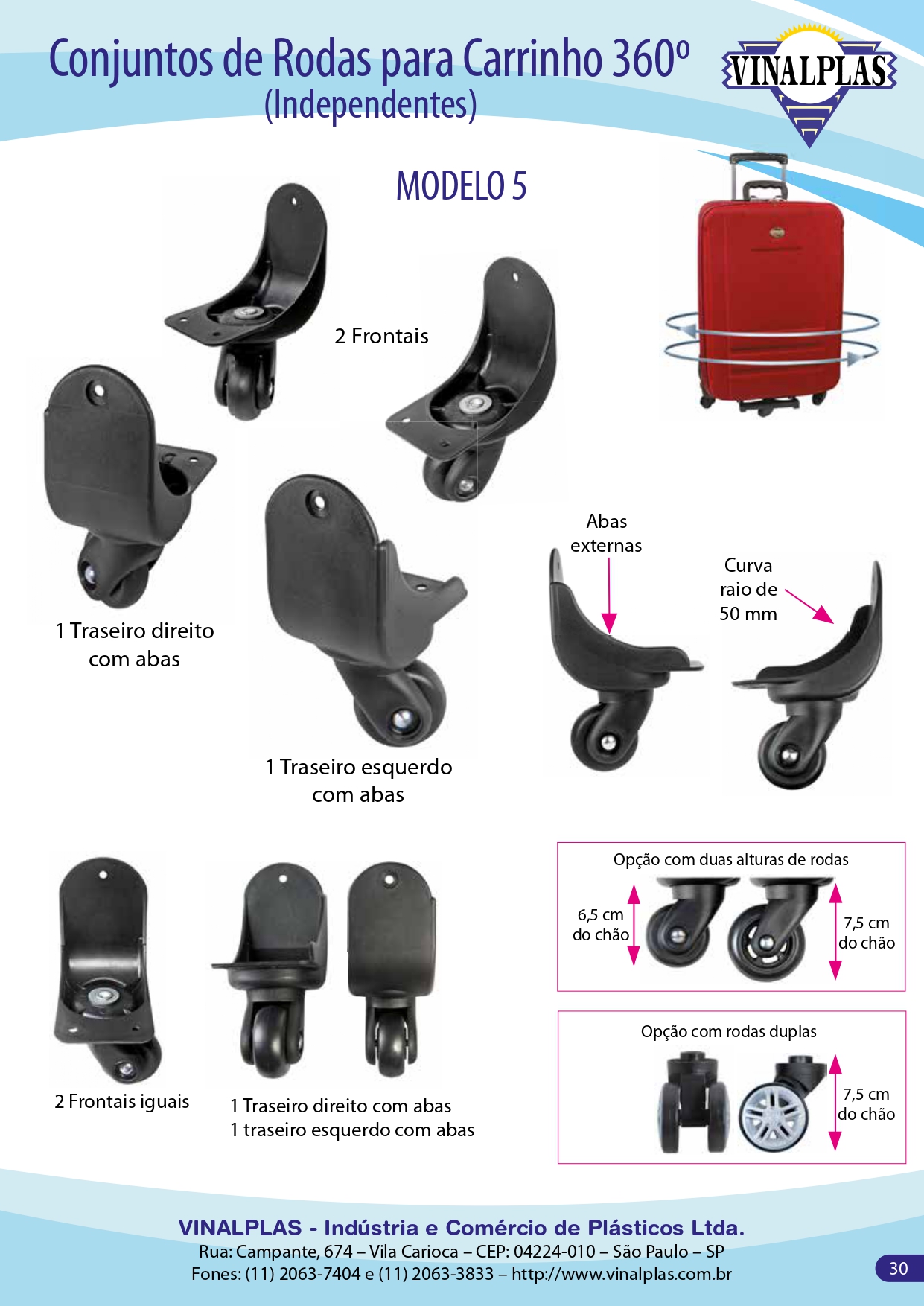 Imagem do catálogo para o produto: Conjunto de Rodas para Carrinho 360º – Independentes – Modelo 5