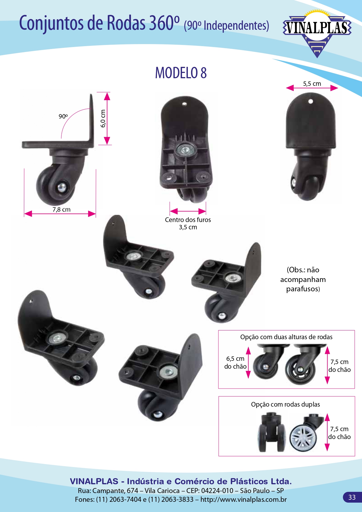 Imagem do catálogo para o produto: Conjunto de Rodas para Carrinho 360º – Independentes – Modelo 8